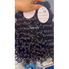 Fumi Spanish Deep Curly Burmese Kinky Pixie Straight Natural Body Wave Indian Cambodian Raw Human Hair Extensionsstyle: 1 bundle Italy curly, color: natural black, Stretched Length: 30 inches