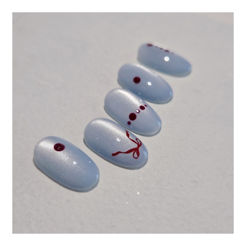 [Handmade Nail Tips] Burgundy Drop |Magnetic Gel Dot Henna Nail