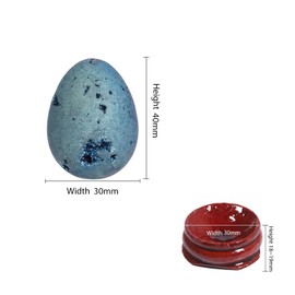 Amogeeli Titanium Coated Druzy Agate Stone Egg with Wooden Stand, Healing Geode Agate Specimen Figurine for Reiki Meditation Decoration