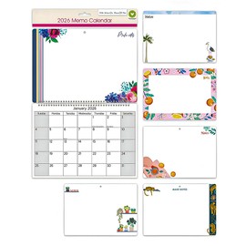 2026 Wall Calendar Memo Board Month to View Spiral Bound Hanging Planner Family Organiser with wire on, wipe-off pen for Home Office Kitchen (Random Design)