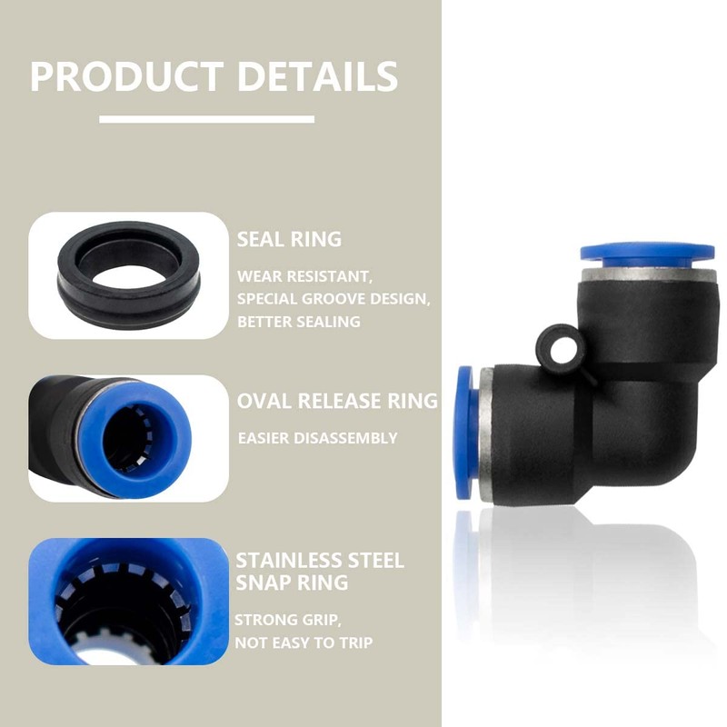 Bwintech 10 Pcs 6mm 90 Degree Elbow Push in Connect