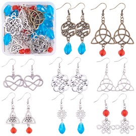 WEWAYSMILE 1 Box DIY 8Pairs Celtic Knot Earrings Making Kit, DIY Earring Making Kit, for Necklace Earring Jewellery DIY Craft Making(Mixed Color)