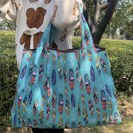 e-smart home Ahyuan Reusable Grocery Bags 6 Packs Super Large Foldable Grocery Tote Bags Ripstop Polyester Reusable Shopping Bags with Attached Pouch Reusable Bags (Green)