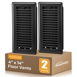 4x14 Floor Register, Floor Vent Covers, Heavy Duty Steel Walkable Floor Vents, Easy Adjust Air Supply Lever, Vent Covers for Home Floor, 2 Pack Black