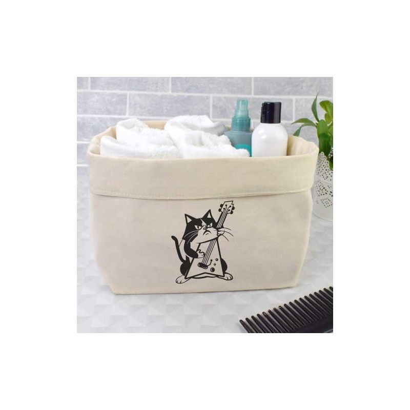 Large 'Mad Cat Playing Electric Guitar' Canvas Organiser/Storage Bag (OR00033603)