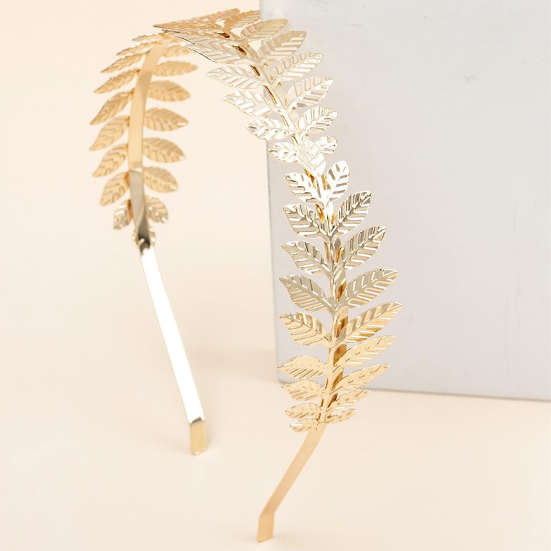 SALOCY Headbands Leaf Branch Bridal Hair Crown Head (Gold)