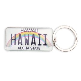 Westmon Works Hawaii Keychain Souvenir Aloha State License Plate Metal Key Ring, Multi, Small