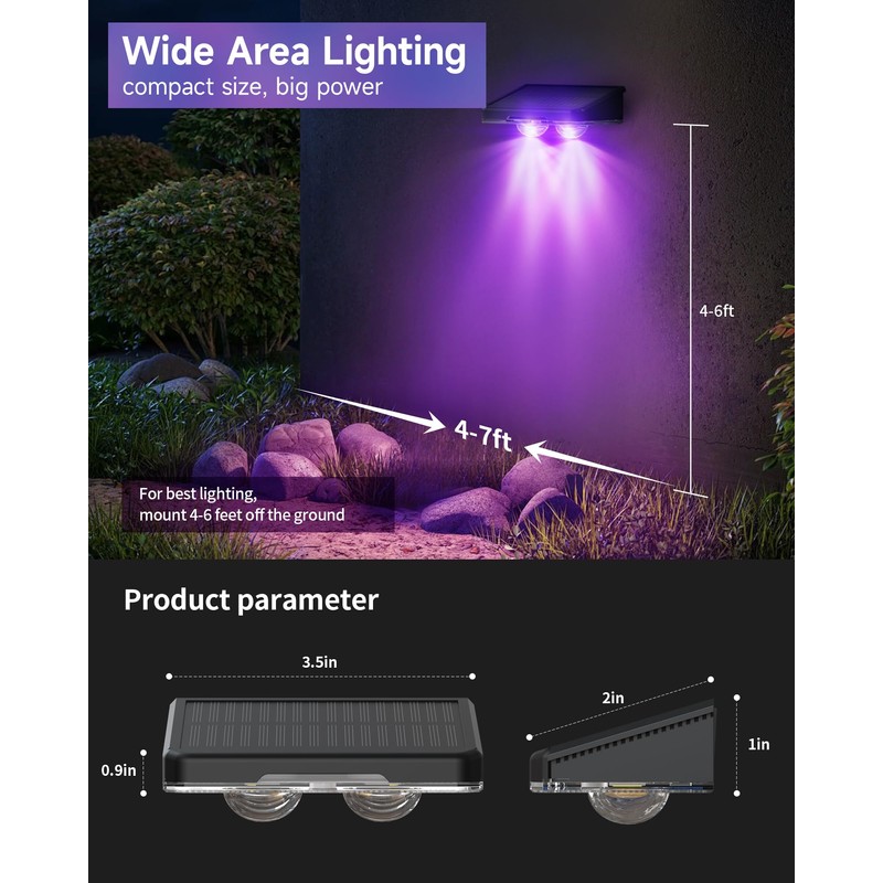 DANCINGBOAR Solar Fence Lights 16 Pack, Outdoor IP65 Waterproof LED,