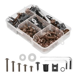 BELOMI Motorcycle Fairing Bolt Kit, 177pcs M5 M6 Motorcycle Windscreen Screws, Aluminum Fasteners Fairing Bolts Nut Clips Kit, Mounting Kits Washers Nuts Screws Assortment for Sport Bikes (Coffee)