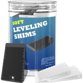 Furniture Levelers Black & Clear, 32 Piece Jar, Rubber Shims for Leveling, Mix Color Wedge for Table Toilet Refrigerator Piano, Small Shims for Home Improvement and Work, Cuttable and Stackable
