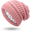 Womens Winter Warm Knitted Hat Satin Silk Lined Knit Chunky