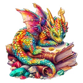 Individz Wooden Puzzle for Adults Children, Unique Animal-Shaped Jewel Dragon Wooden Puzzle, Creative Birthday Gift for Adults (L-34 x 32 cm, 240 Pieces)