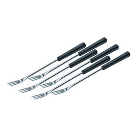 KUHN RIKON Cheese & Meat Fondue Forks Plastic 6 Pieces, Silver/Black, 26.5 x 1.5 x 1.5 cm