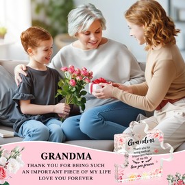 Emibele Gifts for Grandma, Grandma Birthday Gifts, Engraved Acrylic Block Piece Plaque Decorations for Countertop, Heartwarming Grandmother Present from Family, Christmas Grandma Appreciation gifts