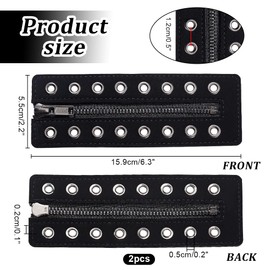 PH PandaHall Leather Lace-in Boot Zipper Inserts, 6.2 x 2.1 Inch 8 Metal Eyelets, Gray No Tie Shoe Laces for Adults Men Women, Tieless Sneakers Repair DIY, Smooth, Gray