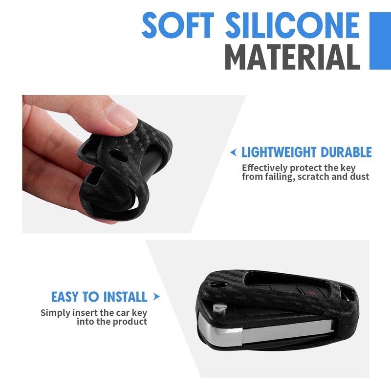 WORCAS Key Fob Case Carbon Fiber Pattern Silicone Cover Compatible