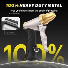 Nicofie Garden Hose Nozzle, Upgraded High Pressure Metal Spray Nozzle, Heavy Duty Water Nozzle with Adjustable Spray Patterns for Gardening, Pet Showering, and Car Washing
