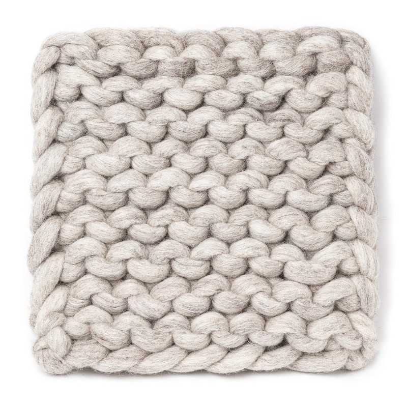 Abbott Collection Nepal Chunky Knitted Trivet - Wool Felt, Oatmeal