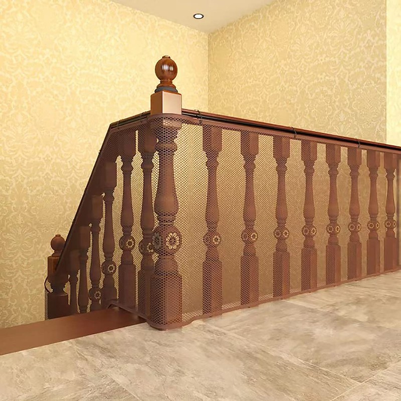 Fall Prevention Net for Stair Railings, Brown Mesh 0.2 inches