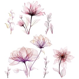 Wall Sticker Flowers, Pink Flowers Wall Sticker, Wall Sticker Living Room Bedroom Bathroom Wall Decoration (Pink