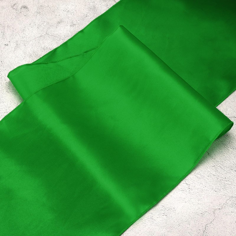 sourcing map 12 Pcs Green Satin Table Runner 12" x