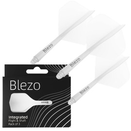 BLEZO Darts Durable Dart Flights | Integrated Dart Flights with Shafts | Pack Of 3 | Fixed 90 Degree Angle | Standard Shape Darts Flights & Stems | Durable Darts Accessories (White)