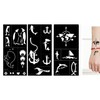 3 Sheets Whale Dolphin Anchor World Tattoo Stencil Tattoo Template
