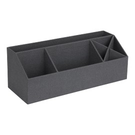 Bigso Box of Sweden Elisa Desk Organiser with 4 Compartments - Organiser System for Notes, Paper Clips, Pens etc. - Fibreboard and Paper Sorting Box in Linen Look - Black