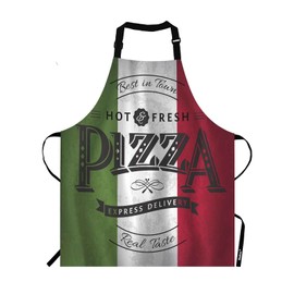 Moslion Pizza Apron,Best in Town Pizzeria Retro Posteron Grunge Backgrounds Green White Red Apron,Adjustable Neck Bib Apron for Men Women,Suitable for Kitchen Cooking Waitress Chef Apron