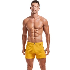 KOTENKO Traje de baño para Hombre, Corte Cuadrado, Tipo bóxer, Amarillo, Large