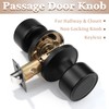knobelite 2 Pack Black Passage Door Knobs, Interior Keyless Knob