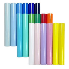 Efuncro-12 x 10" Heat Transfer Vinyl Sheets - 18 Pack Mixed Colors, PU Iron-On Vinyl for T-Shirts, DIY Crafts, and Custom Apparel - 18 Assorted Colors for Endless Creativity Easy to Cut & Weed