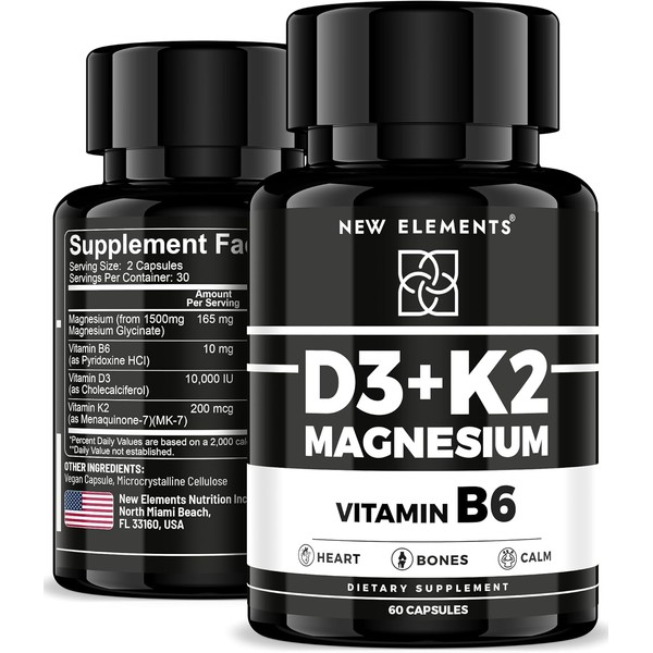 Vitamin D3 K2 with Magnesium Glycinate & Vitamin B6 –