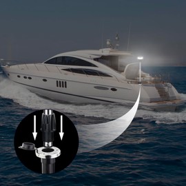 CLGMarine Stern Light, Anchor Light, All Round White LED, USCG 2 NM, for Pontoon and Fishing Boat, DC10-30V (24Inches, With Plug-in Base)