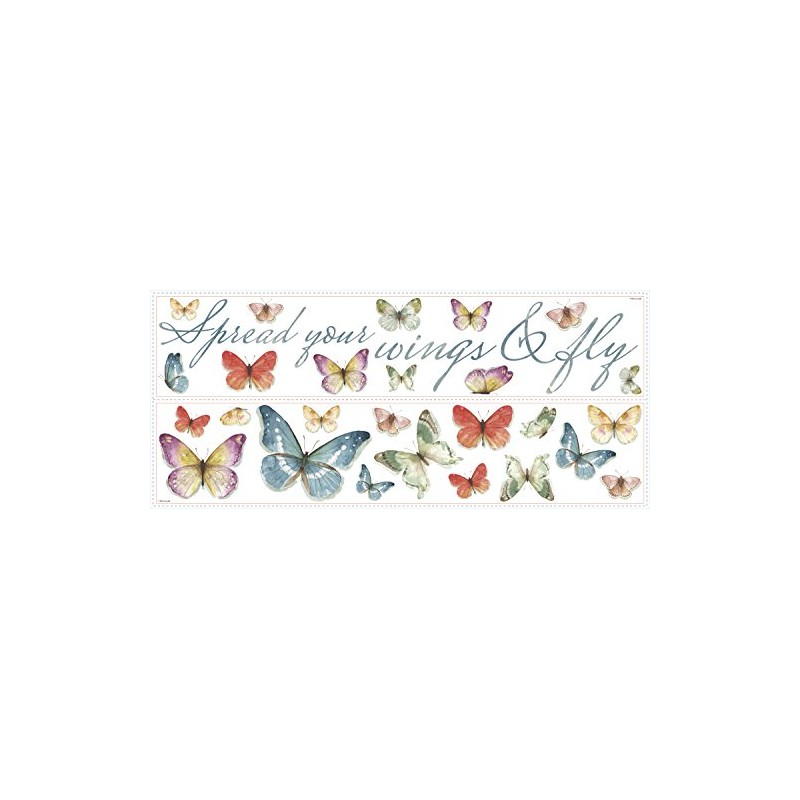 RoomMates RMK3263SCS Lisa Audit Butterfly Quote Peel and Stick Wall