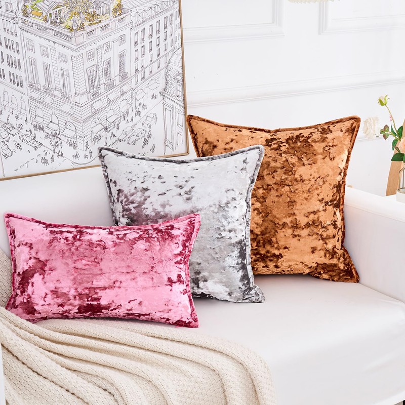 HERAYLI Premium Series, Crushed Velvet Throw Pillow Covers, Luxury Thick