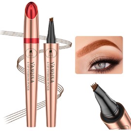 3D Microblading Cejas Tatuaje Lápiz 4 Tenedor Tip, lápiz de cejas fino impermeable, antimanchas de larga duración, crea cejas naturales, Magic Lápiz de cejas adecuado para principiantes（Marrón claro）
