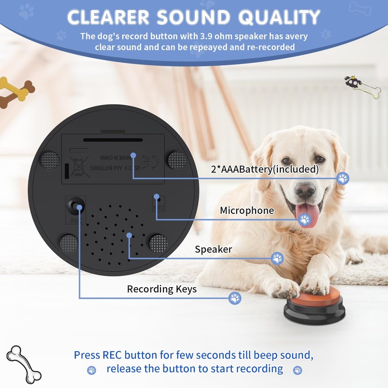 DCIAER Dog Buttons for Communication, 6 PCS Dog Talking Button