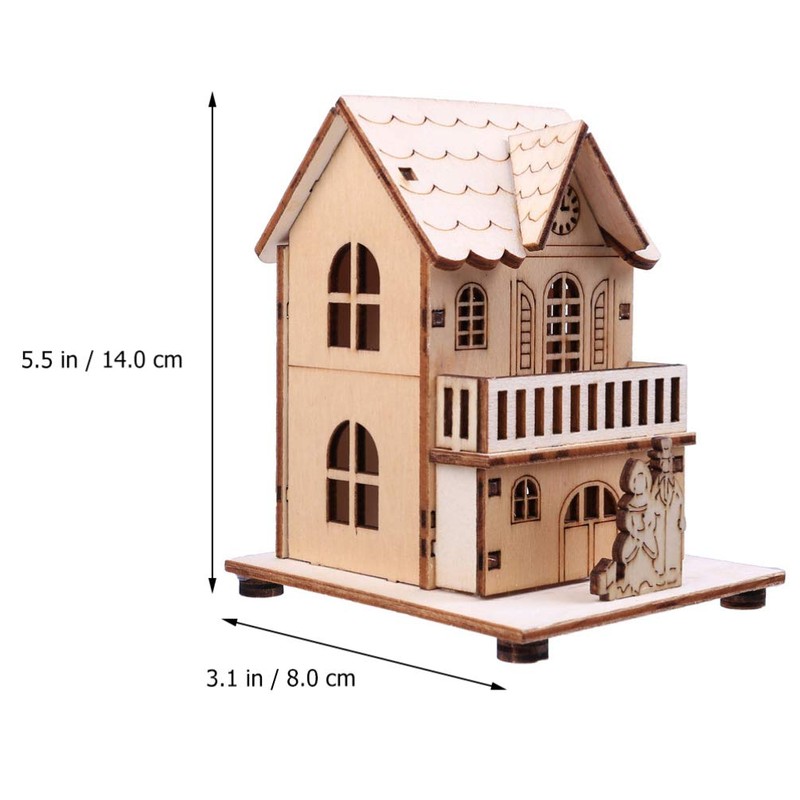 TOYANDONA LED Wooden Christmas House with Lighting DIY Wooden Snow
