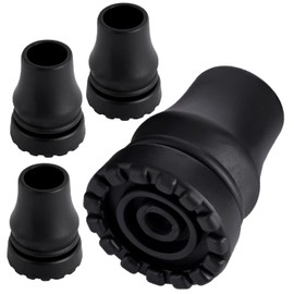 Abnaok 4-Pack Rubber Cane Tips 3/4 Inch Heavy Duty Walking Cane Tips, Black Sturdy Replacement Cane Tip for Seniors Walking Stick, Safety Cane Crutch Accessories