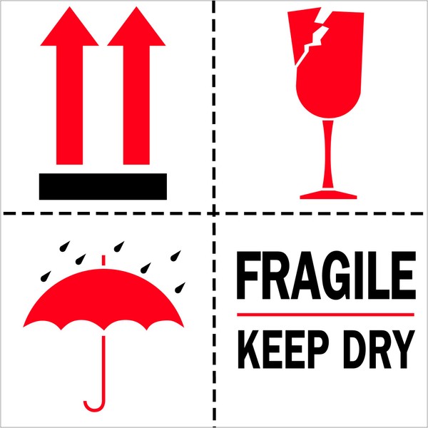Tape Logic TLDL4420 Labels, "Fragile - Keep Dry", 4" x