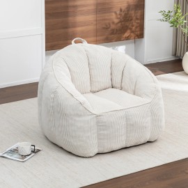 Giant Modern Design Extra Soft Corduroy Bean Bag with Armrests for Adults & Teens Filler Includedsize: 100*85*80CM, color: White
