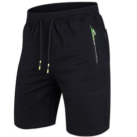 ZOXOZ Men's Summer Cotton Shorts with Zip Pockets - black, size: l