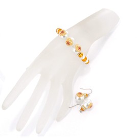 fiona Sand Dollar Bracelet Earring Set | Nautical Ocean Sea Beaded Bracelet Earring Jewelry | Hand Painted Nautical Gift for Her Women Girlfriend Wife Sea Lover