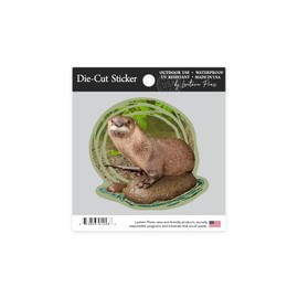 Die Cut Sticker River Otter on Shore, Contour Vinyl Sticker 1 to 3 inches (Waterproof Decal for Cars, Water Bottles, Laptops, Coolers), Small