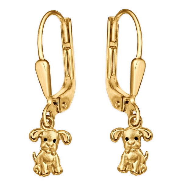 CLEVER SCHMUCK Golden Little Children's Earrings 24 mm Mini Dog
