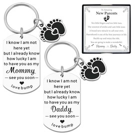 New Mom Gifts for Women 2pc Keychain with Sweet Card for New Mommy Daddy To Be Pregnancy Pregnant for First Time Moms Expecting Mother Gifts for Christmas for Husband
