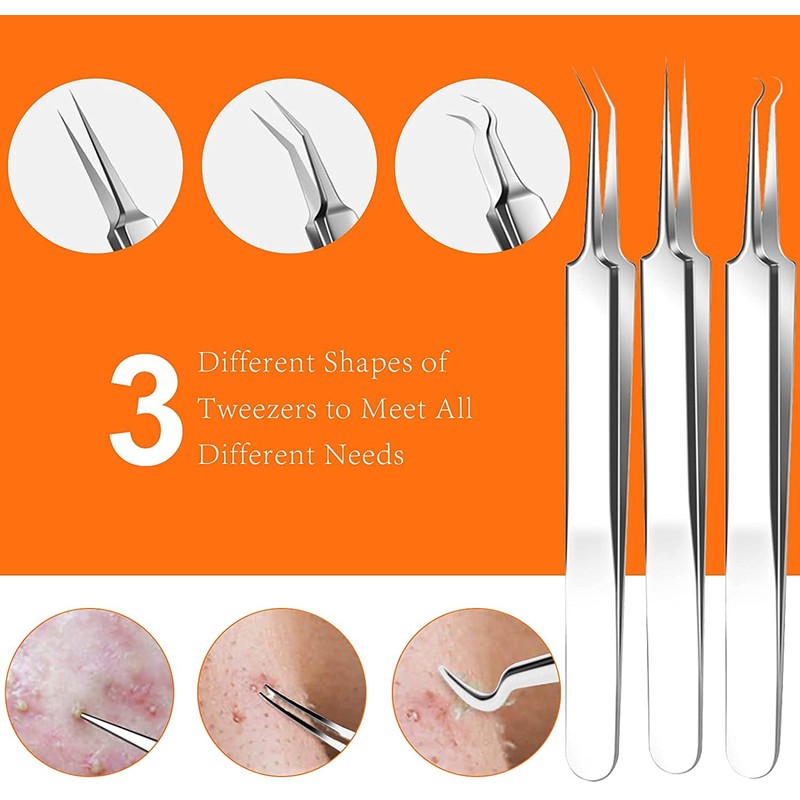 2022 Latest 15 Piece Pimple Popper Tool Set, Blackhead Remover,