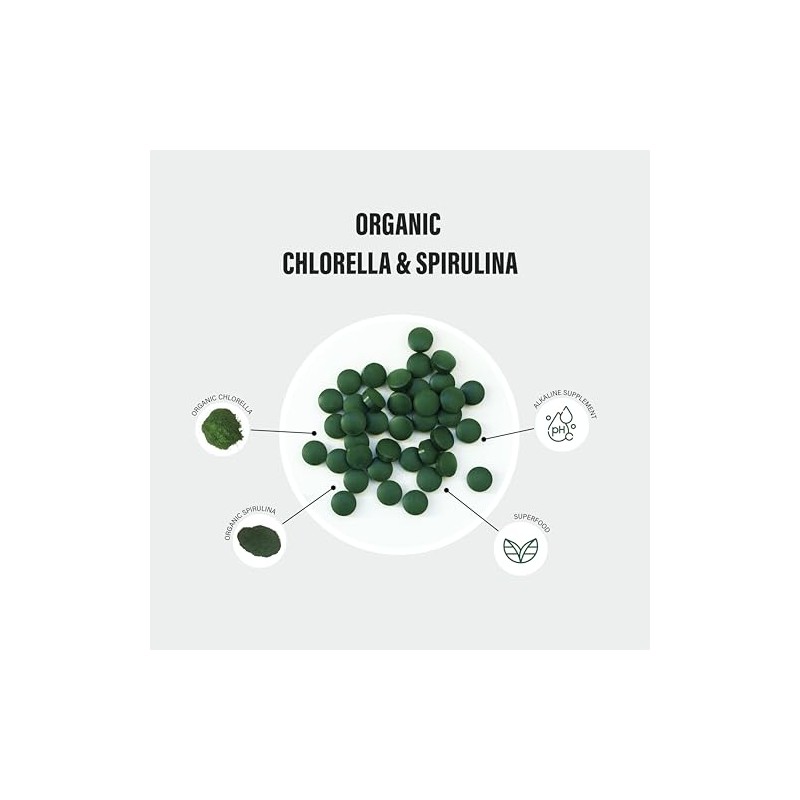 Organic Chlorella and Spirulina - 2500mg - 300 Tablets -