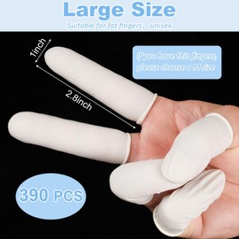 Finger Cots Disposable, Large Finger Protectors Thumb Gloves, Natural Latex Sleeves Covers Protection for Fingertips, Electronic Repair, Handmade (Approx.390 PCS)